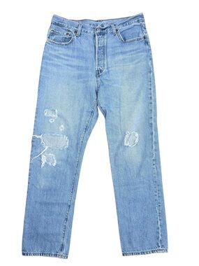 Levi’s 501 Distressed Straight Leg Jeans W29 L28 Light Wash